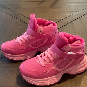 Vibrant Pink Platform High-Top Sneakers